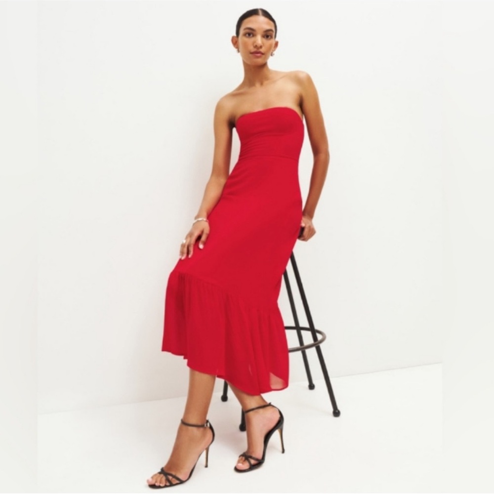 Reformation Arta Dress in Rhubarb